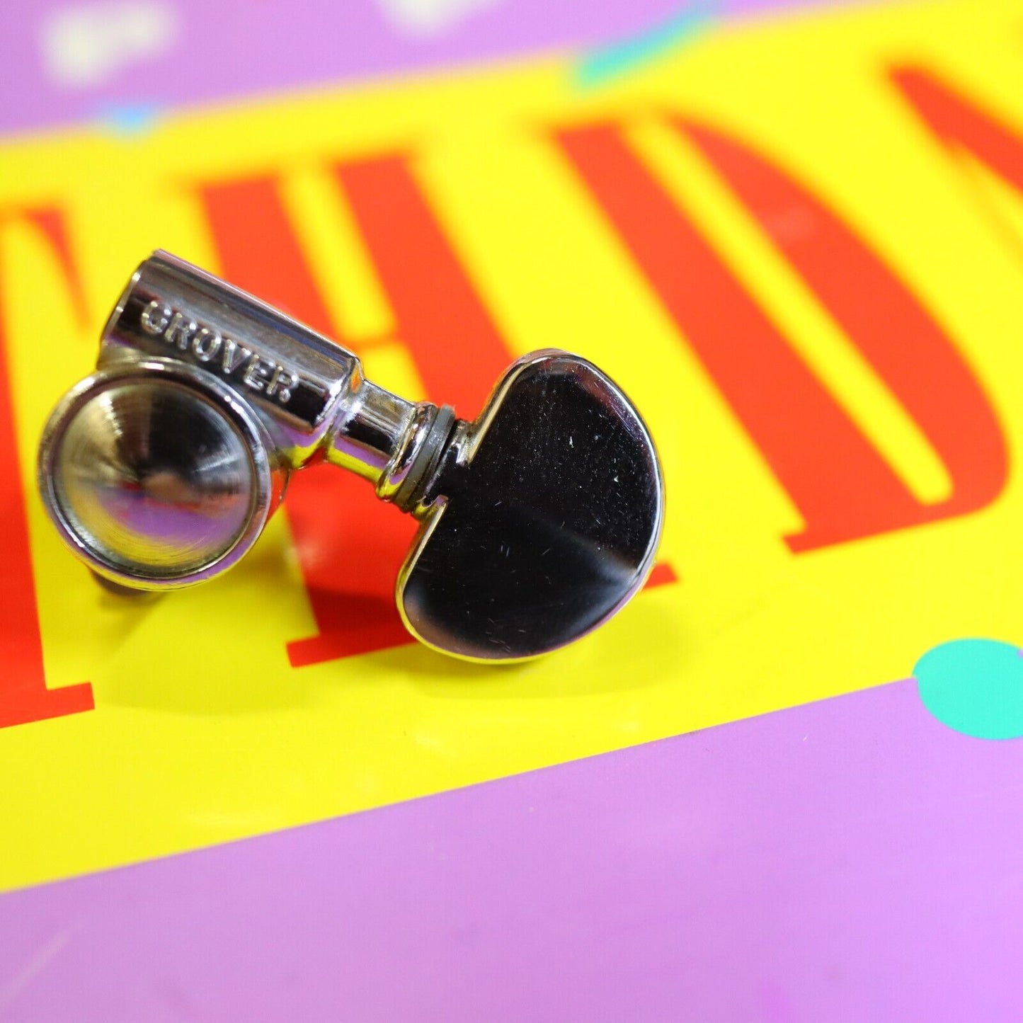 (1) Vintage Grover USA Guitar Chrome Kidney Tuning Peg Tuner Bass Side