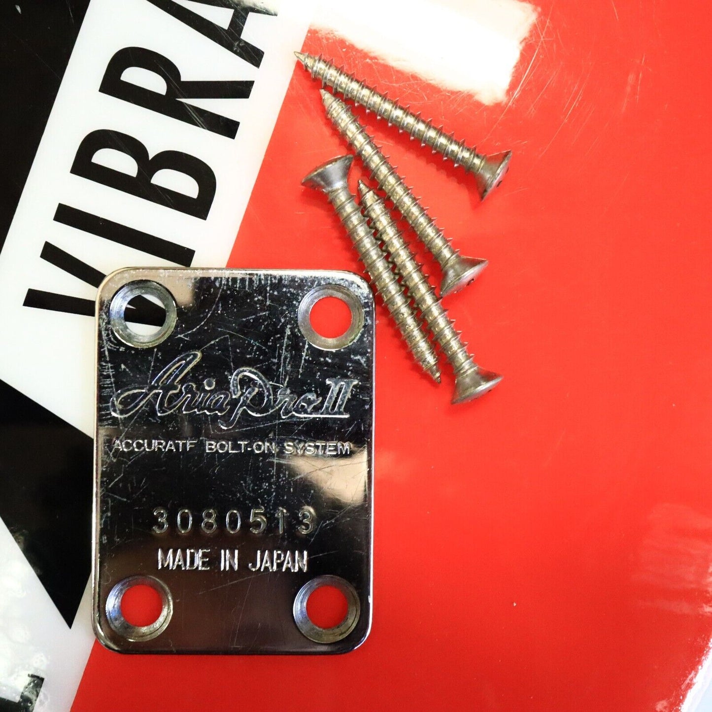 Aria Pro II Neck Plate 1980’s Chrome Urchin Deluxe Guitar Neckplate Japan MIJ