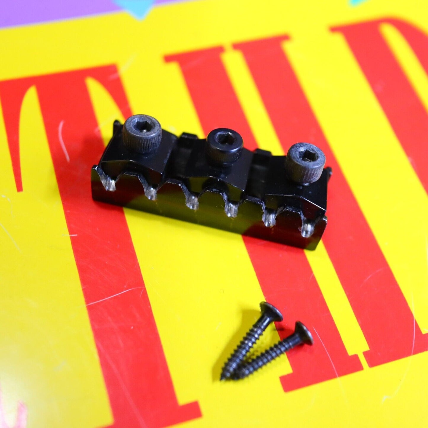 Original Vintage Made in Germany R4 Floyd Rose Locking Nut w/ Screws - Black