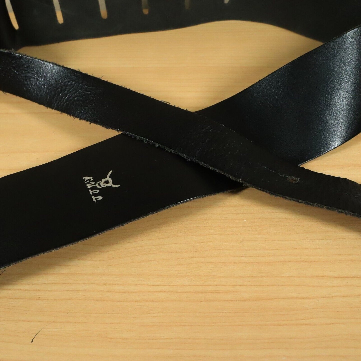 Vintage 80's Bull Guitar Strap Black 2.5 inch Leather