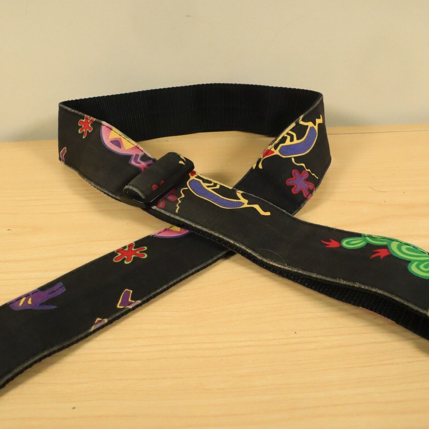 Neon 80s Pop 90s Art Deco Animal Abstract Guitar Strap Polyester - Multicolor