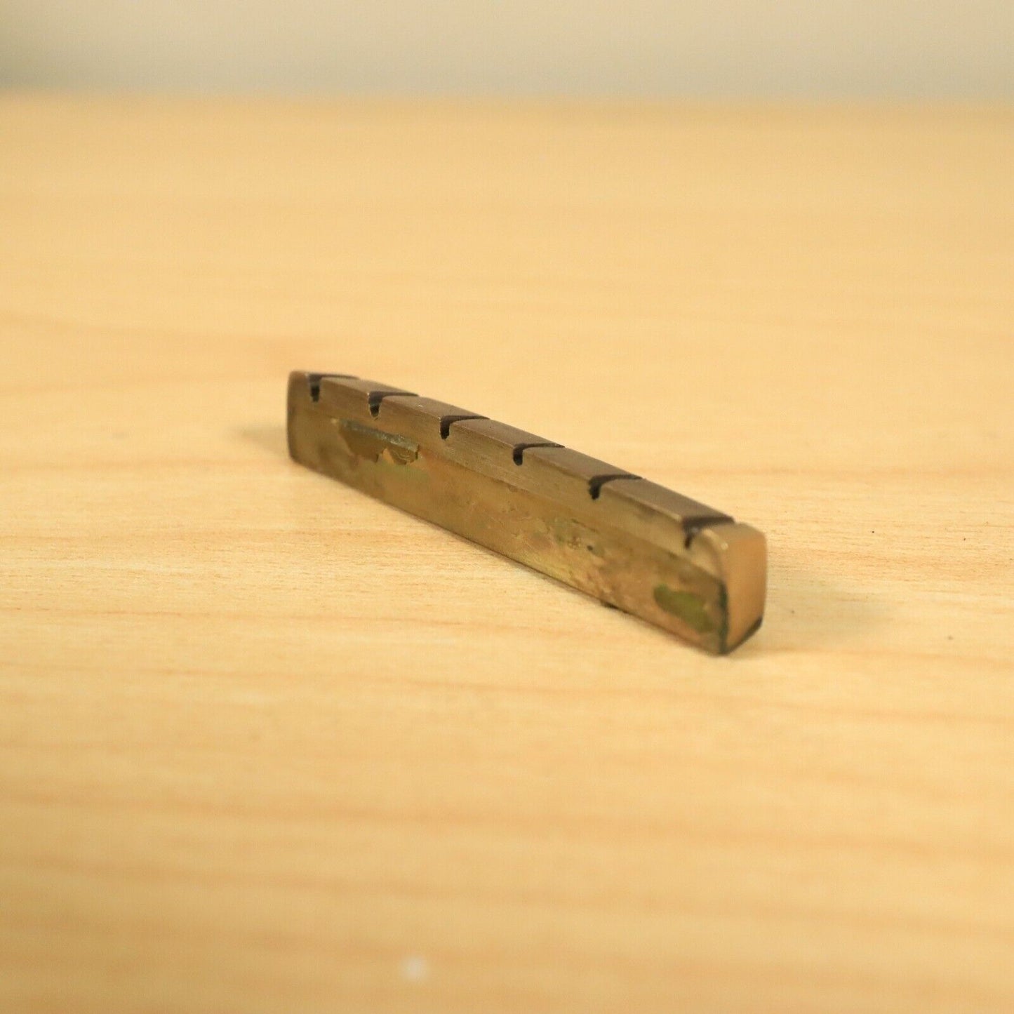 1980s Vintage Mighty Mite Strat Brass Guitar String Slotted Nut 9.5 radius