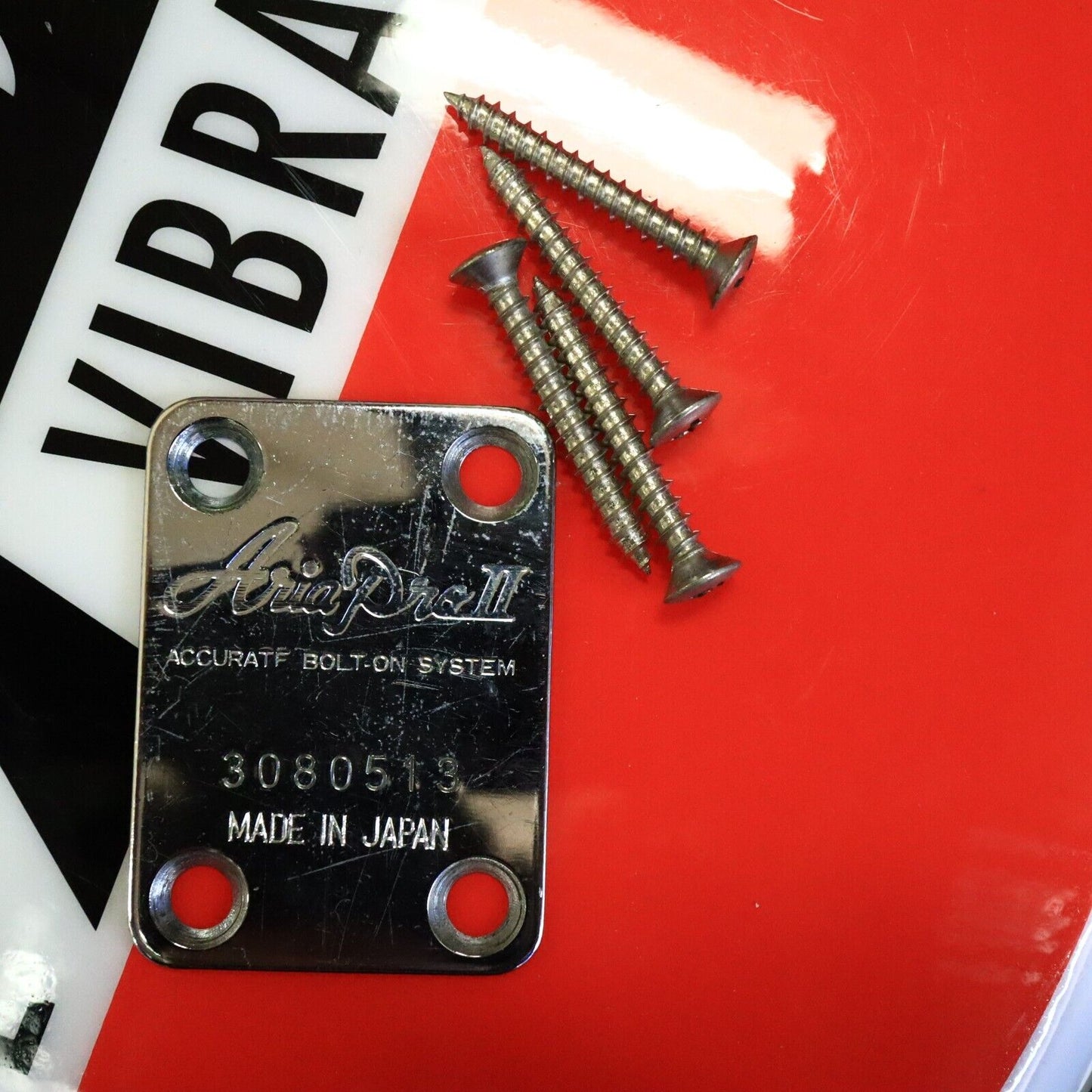 Aria Pro II Neck Plate 1980’s Chrome Urchin Deluxe Guitar Neckplate Japan MIJ