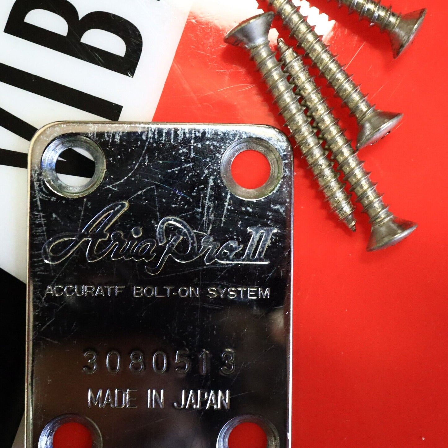 Aria Pro II Neck Plate 1980’s Chrome Urchin Deluxe Guitar Neckplate Japan MIJ