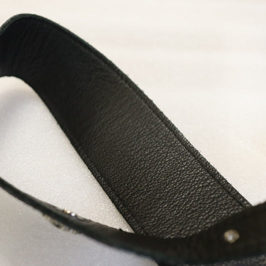 Cross Leather Tooled Iron Cross Bedazzled Guitar Strap 2.5 Inch