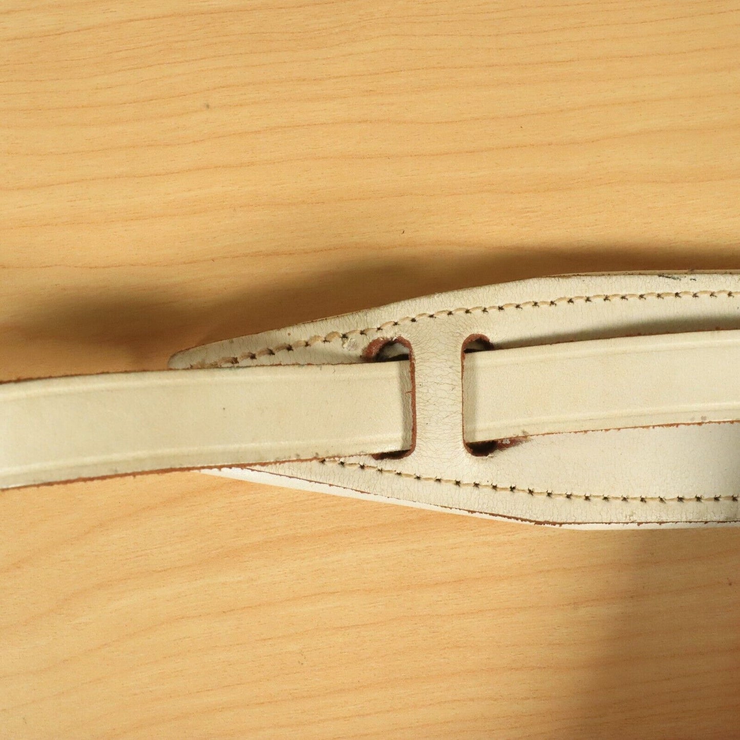 1950's Vintage Ace White Standard Leather Guitar Strap (Small Guitar Strap)