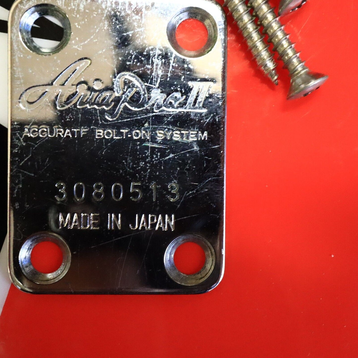 Aria Pro II Neck Plate 1980’s Chrome Urchin Deluxe Guitar Neckplate Japan MIJ