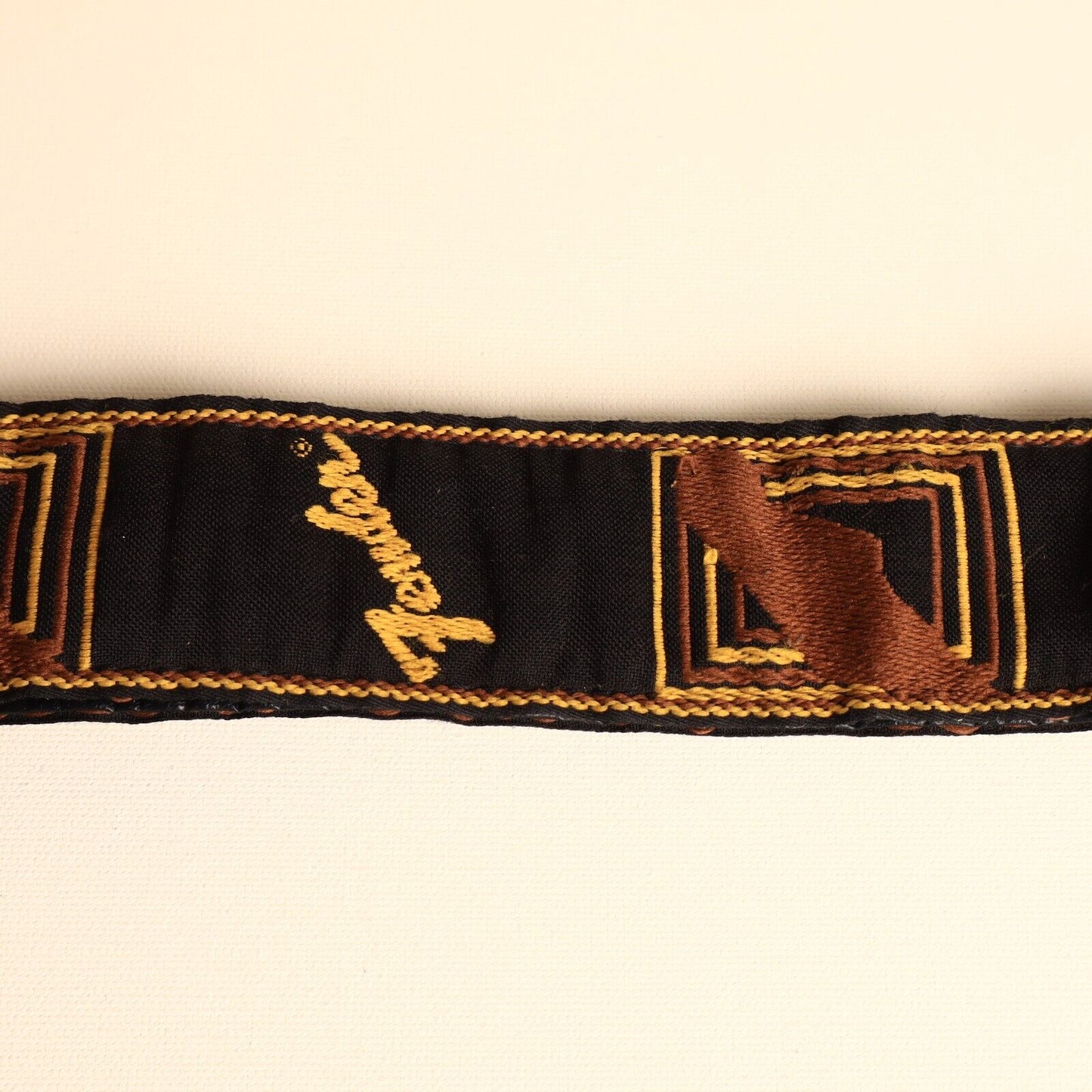 Fender USA Guitar Strap Monogrammed 2” Black/Yellow/Brown Case Candy