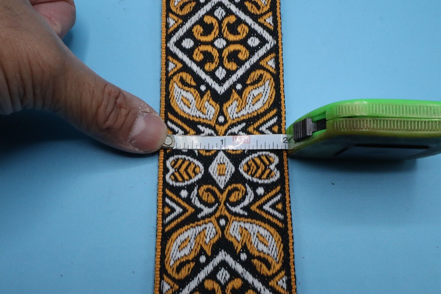 AMUMU Vintage Embroidery Guitar Strap Cotton Goldish Jacquard Design