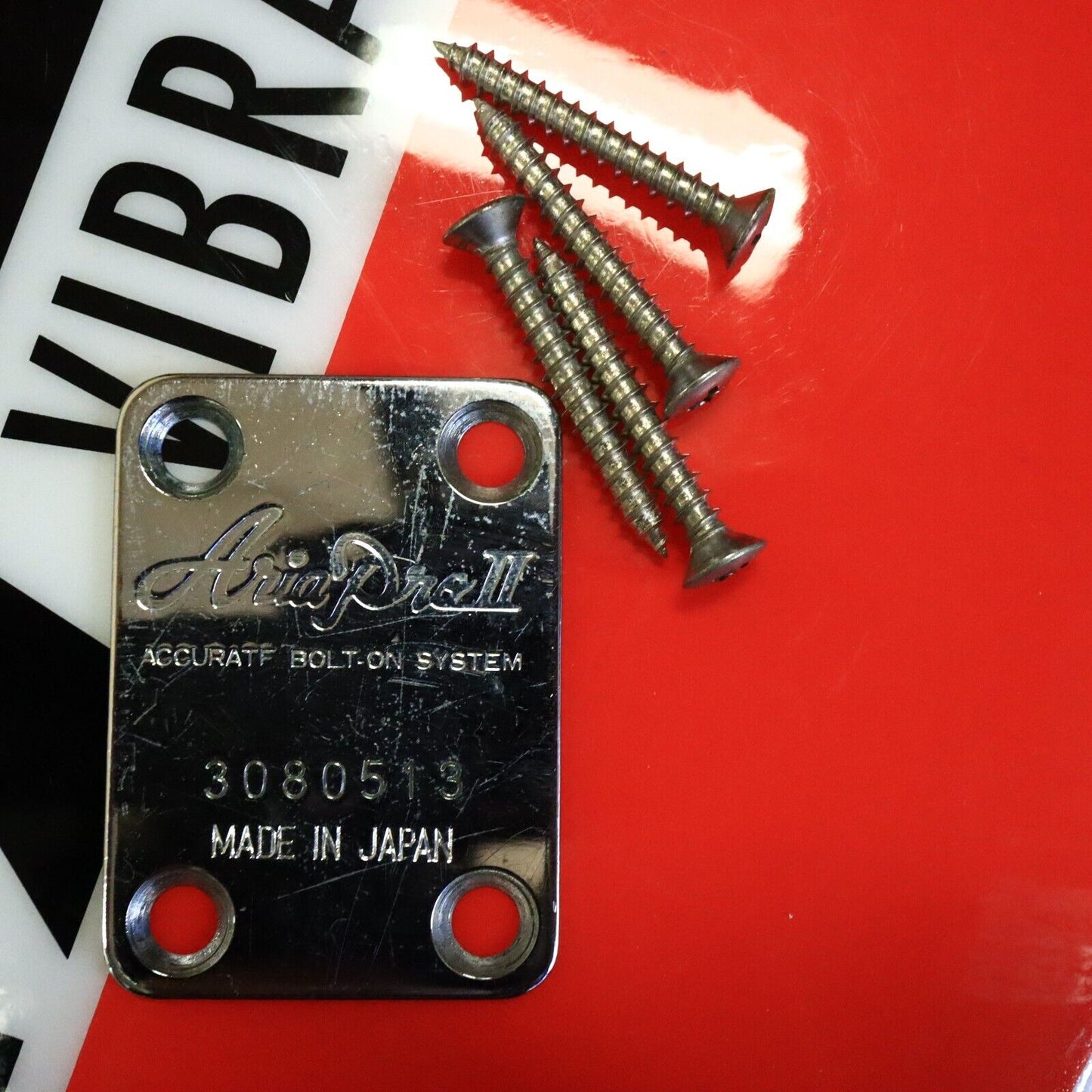 Aria Pro II Neck Plate 1980’s Chrome Urchin Deluxe Guitar Neckplate Japan MIJ