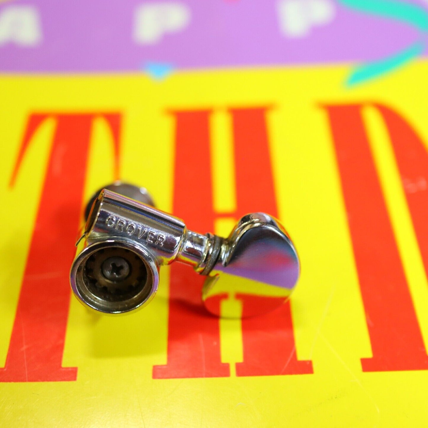 (1) Vintage Grover USA Guitar Chrome Kidney Tuning Peg Tuner Bass Side