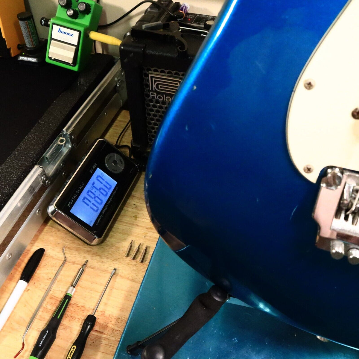 1986 Fender Japan Stratoacaster Contemporary Blue Electric Guitar E6 Series