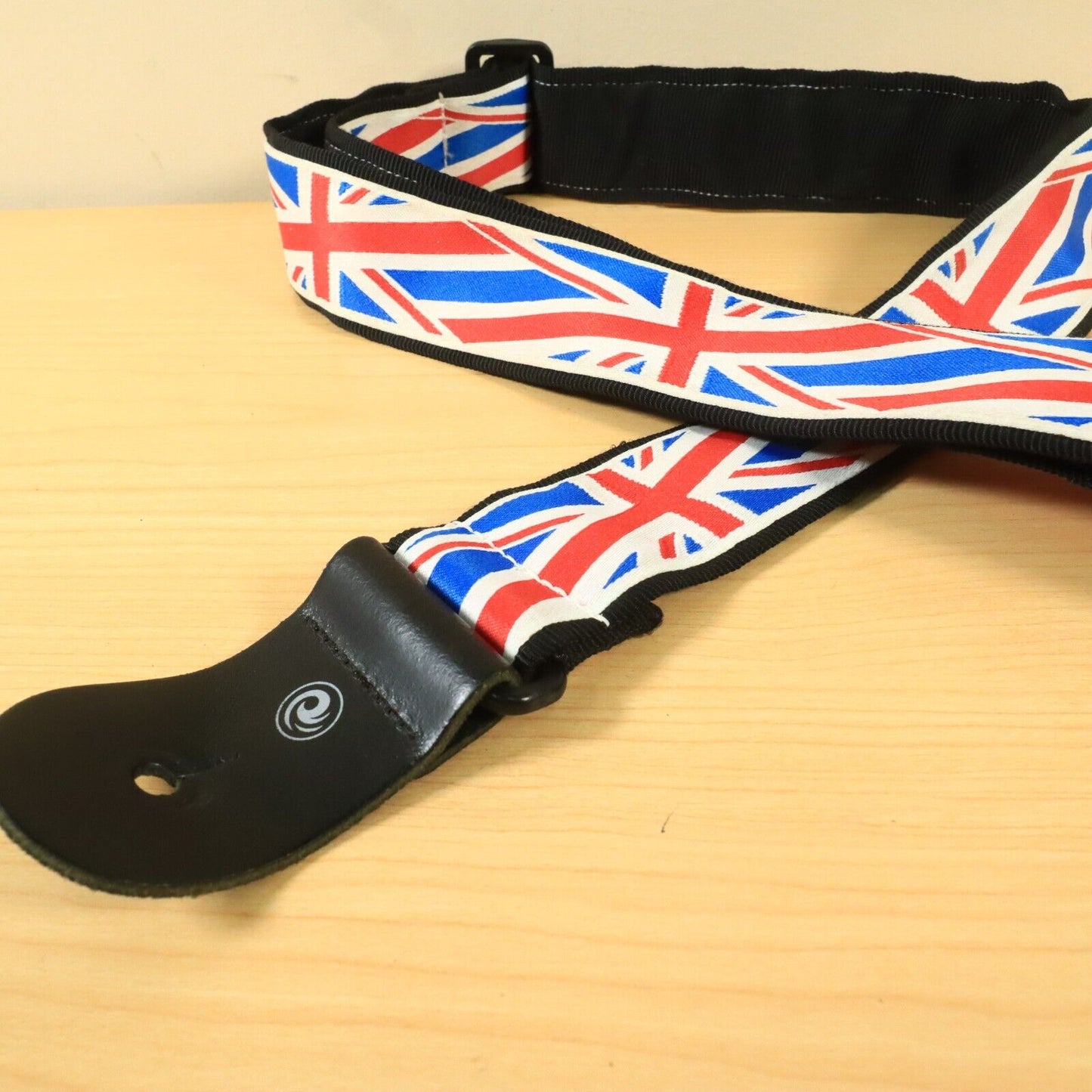 VERY COOL D'Addario Woven Guitar Strap Bass Union Jack British Flag Leather Tabs
