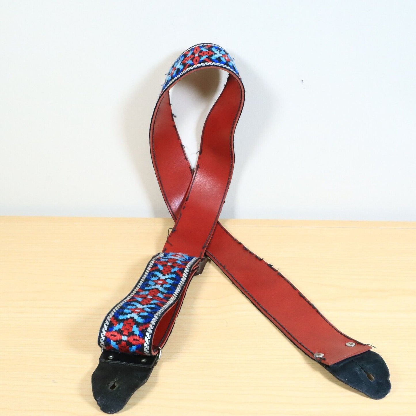 Vintage Ace Embroidered Guitar Strap Red White Blue Strap Clapton Hendrix