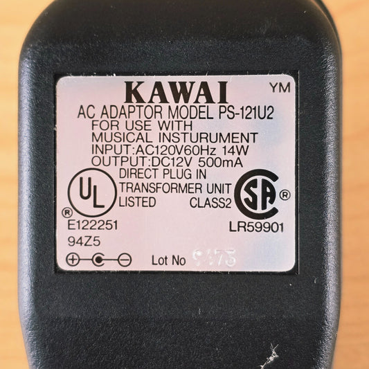 OEM Kawai Keyboard PS-121U2 12V 500mA AC Power Adapter Supply