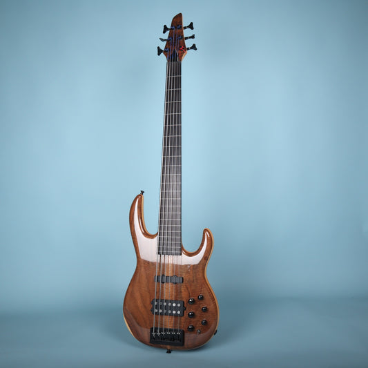 Carvin LB76 6-String Fretless Active Bass Guitar Figured Walnut Top Piezo
