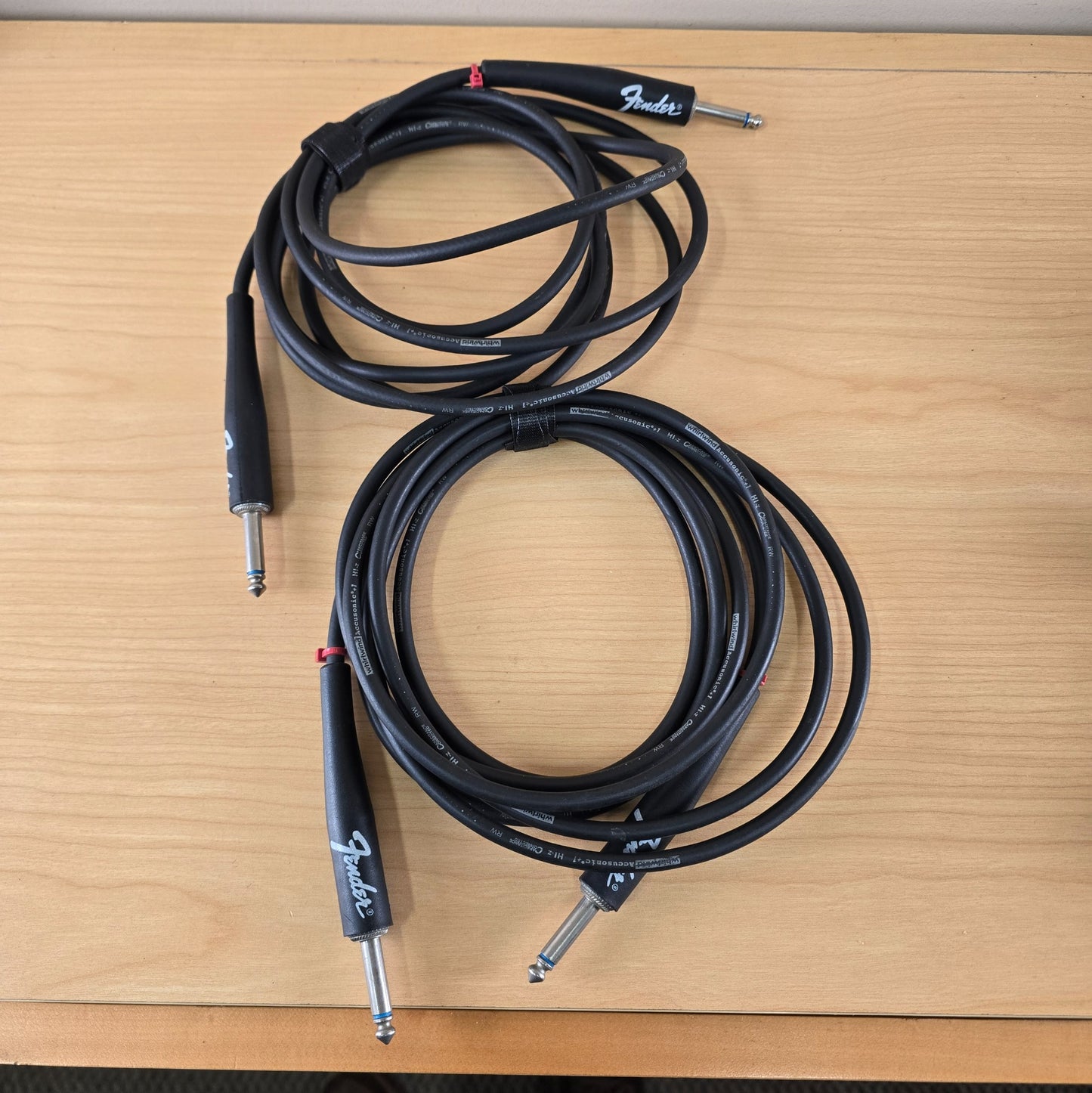 (2) Lot Fender 10ft Whirlwind Accusonic+1 1/4" TS Instrument Cables Pair