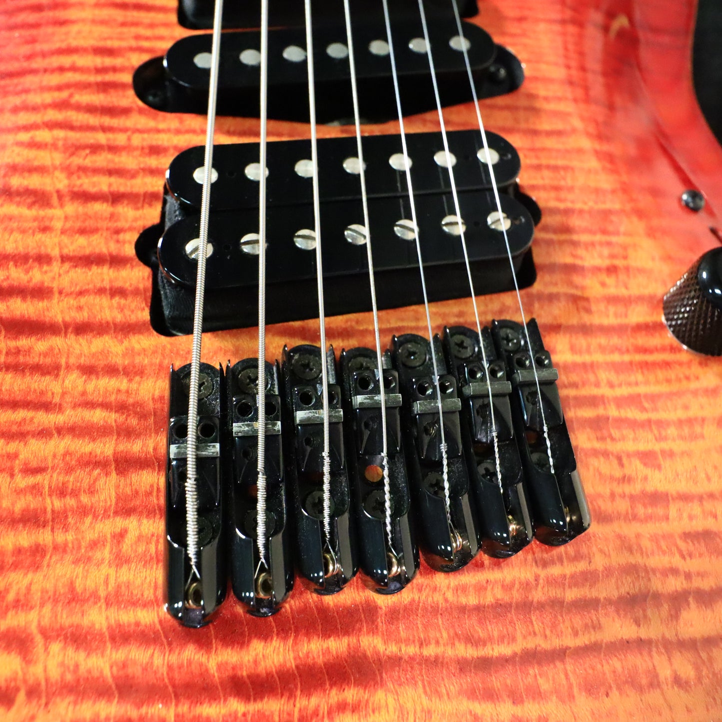 Lipe Virtuoso 7 Fanned Fret Curly Maple Seven String Electric Guitar Fireburst