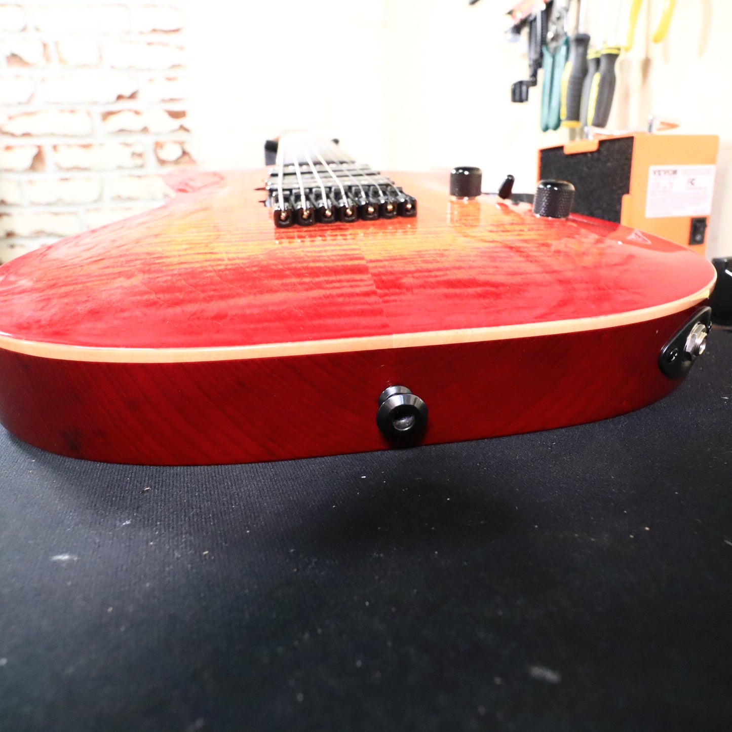 Lipe Virtuoso 7 Fanned Fret Curly Maple Seven String Electric Guitar Fireburst