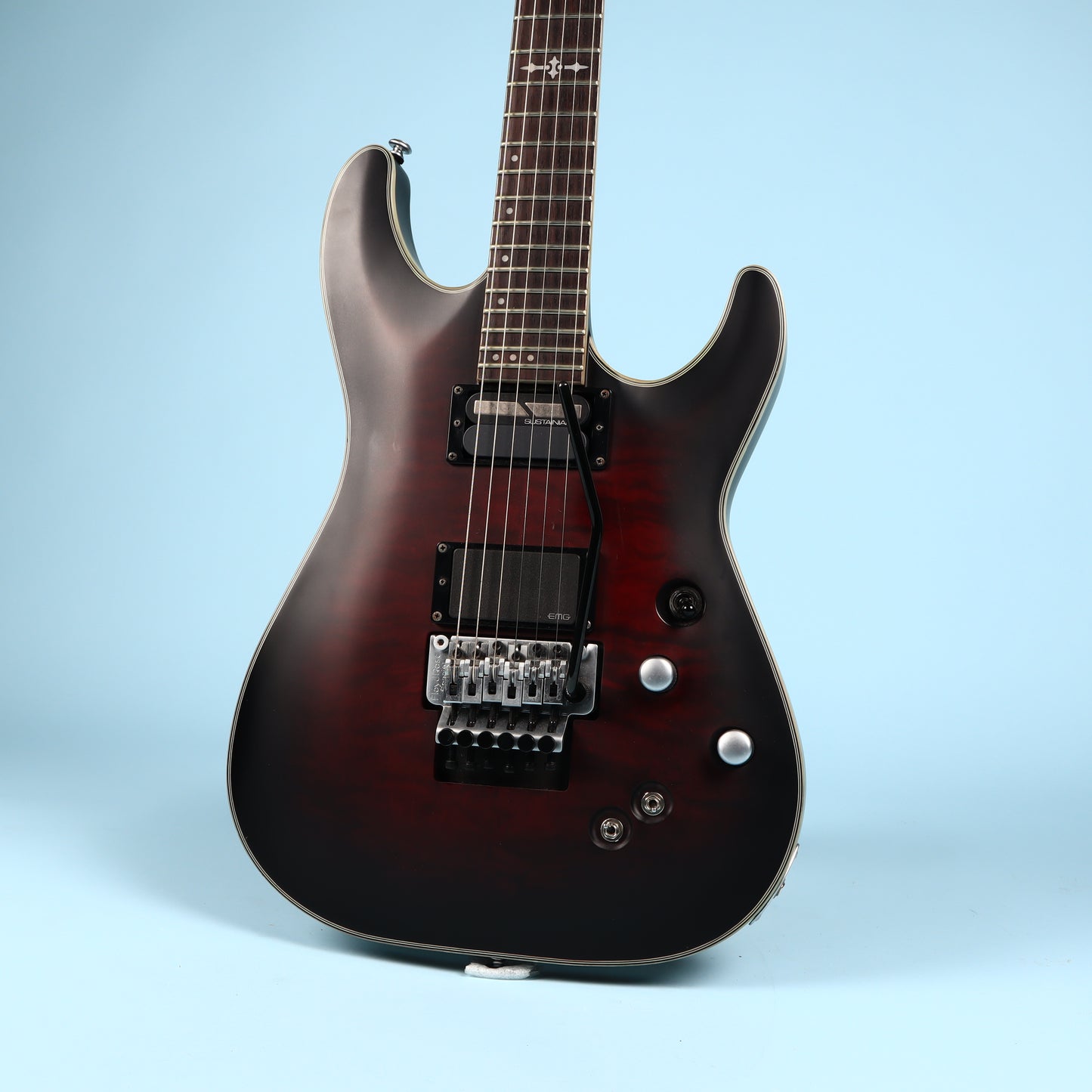 Schecter C-1 Platinum FR S Sustainiac w/ Floyd Rose Crimson Red Burst Satin