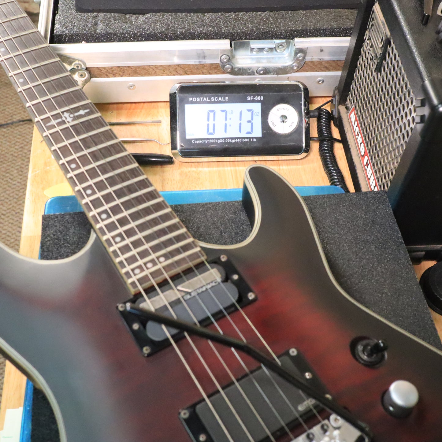 Schecter C-1 Platinum FR S Sustainiac w/ Floyd Rose Crimson Red Burst Satin