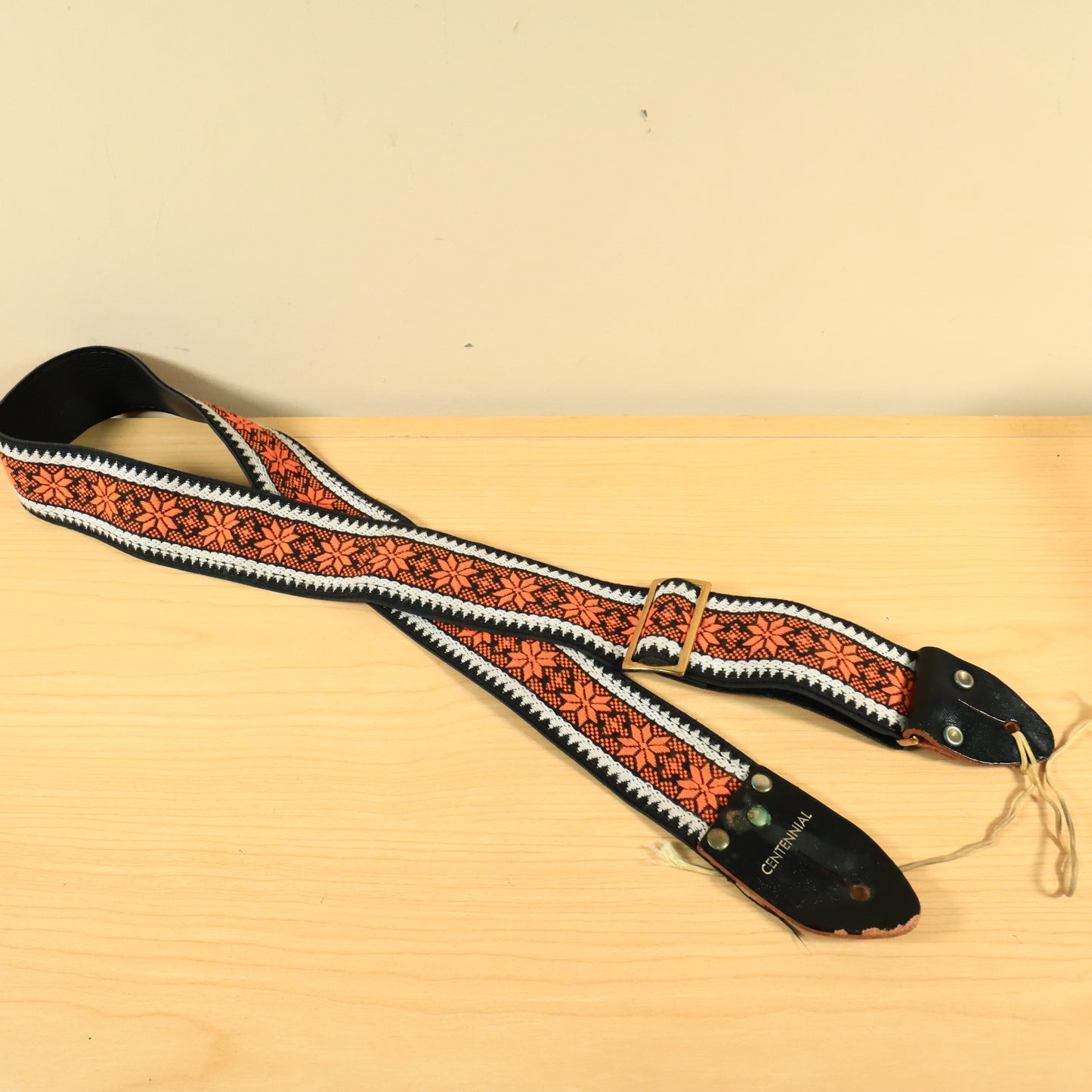 Vintage 70s Centennial Electric Guitar Strap Orange 2 Inch