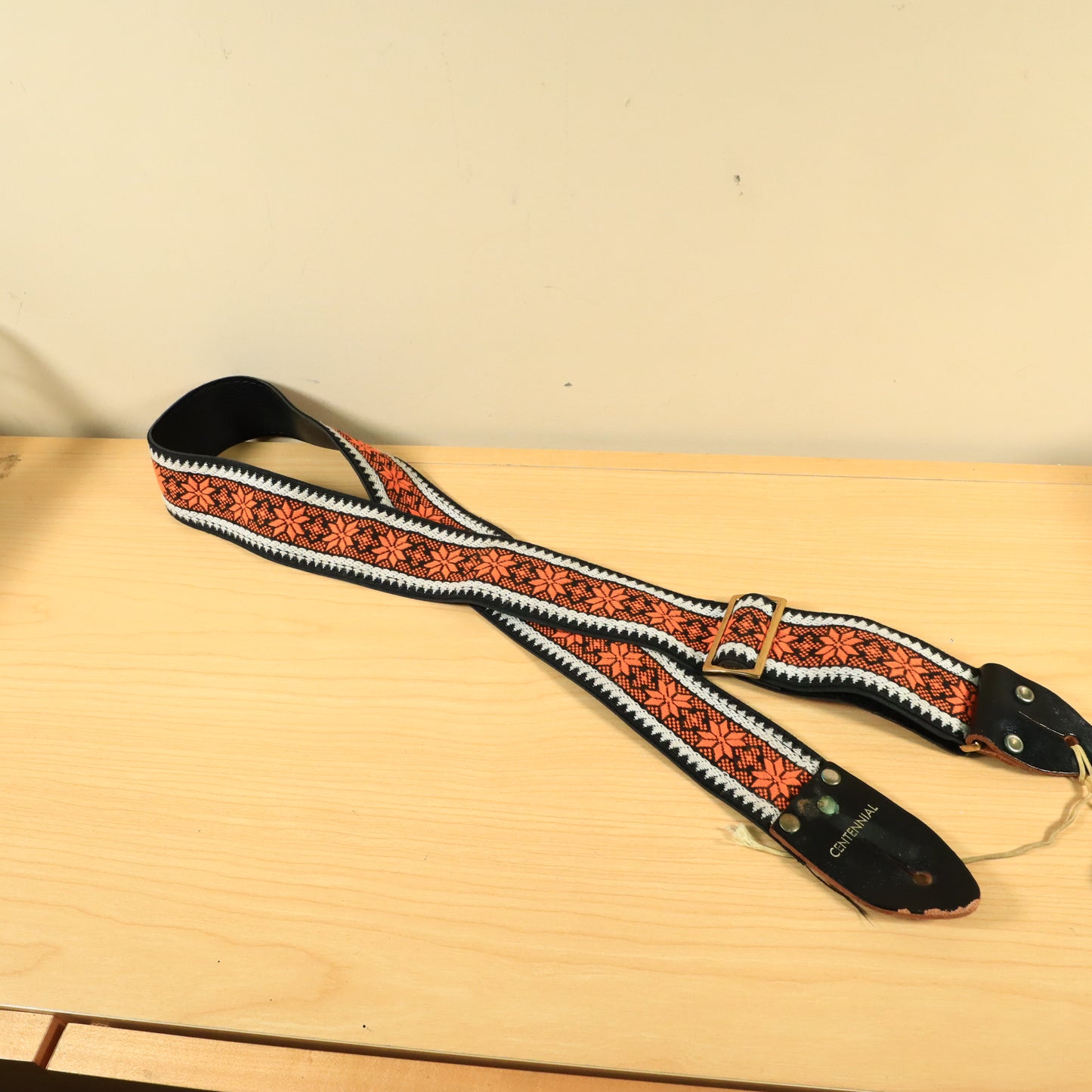 Vintage 70s Centennial Electric Guitar Strap Orange 2 Inch