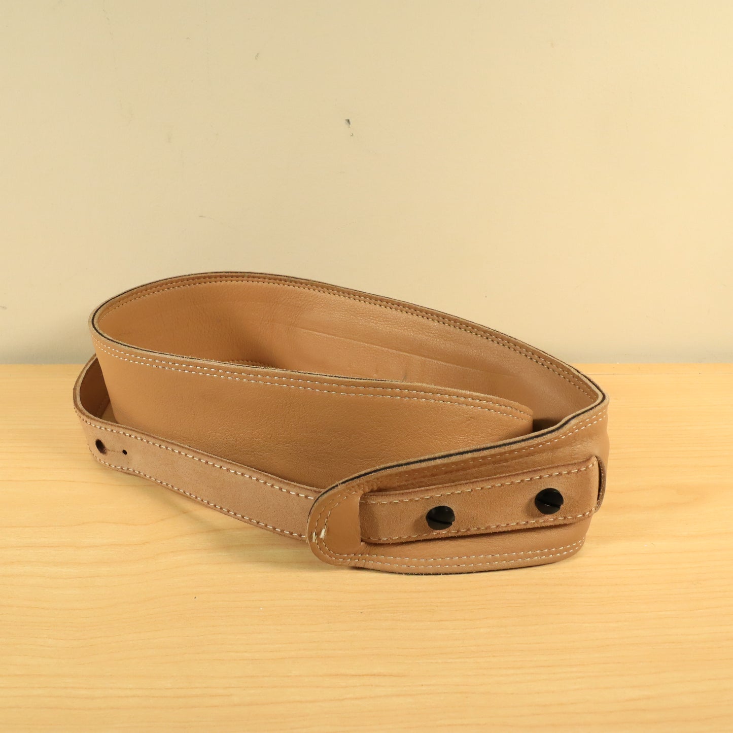 LM Padded Brown Bass 3" Inch Leather Guitar Strap