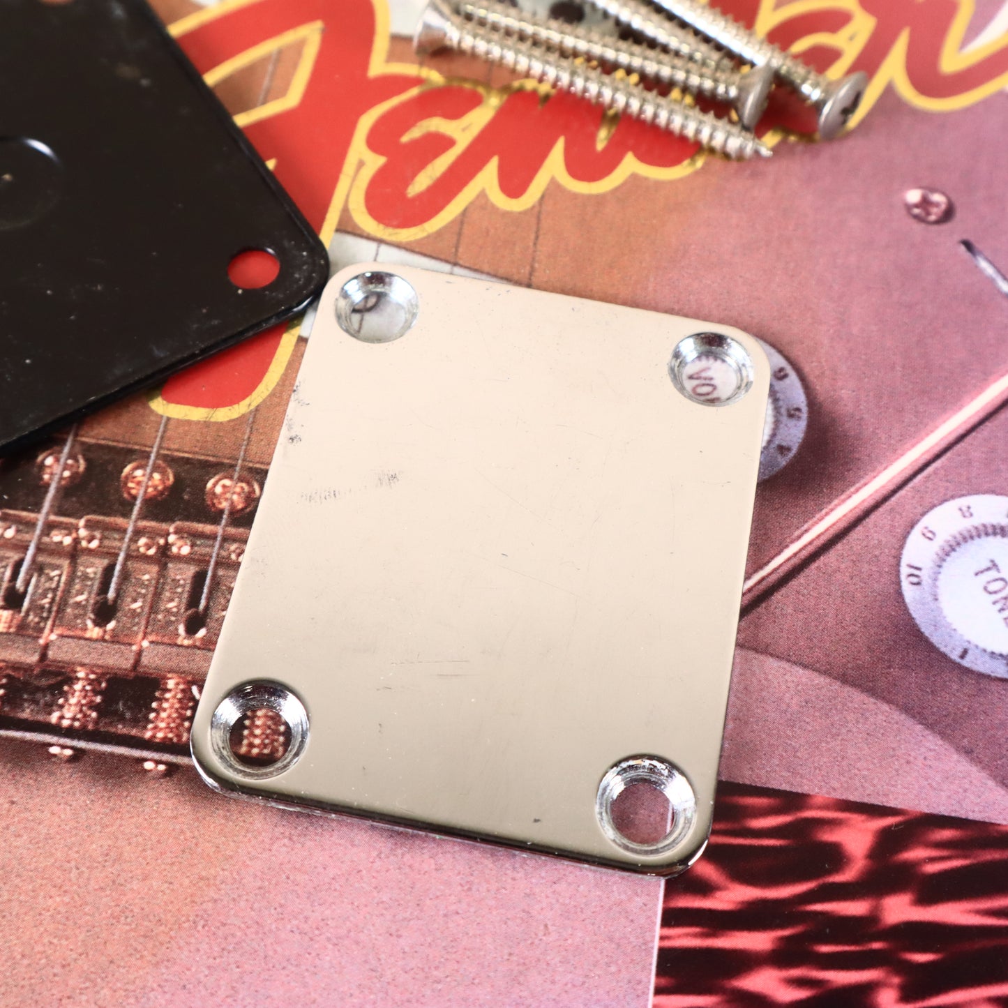 1980s Squier Japan Neck Plate, Contemporary Stratocaster, Screws, Gasket, Fender