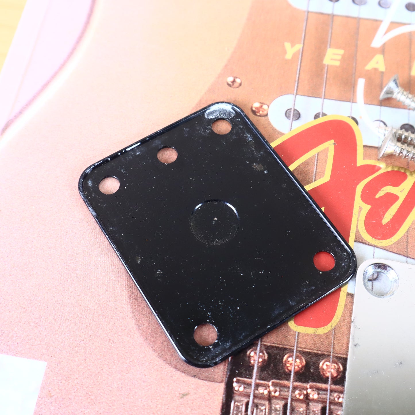 1980s Squier Japan Neck Plate, Contemporary Stratocaster, Screws, Gasket, Fender