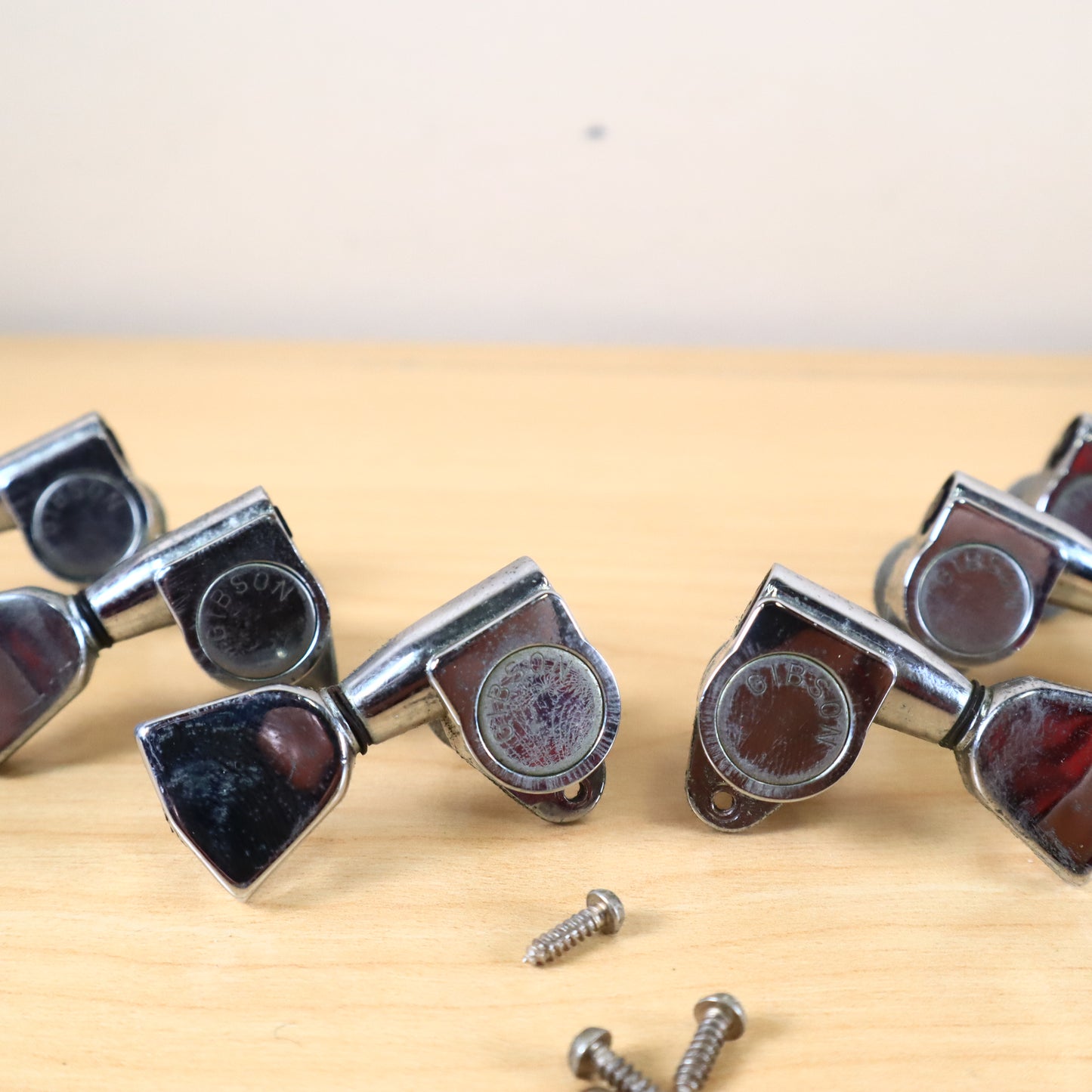 Vintage 1972 Gibson Embossed Logo Chrome Tuners Les Paul ES SG 1970's
