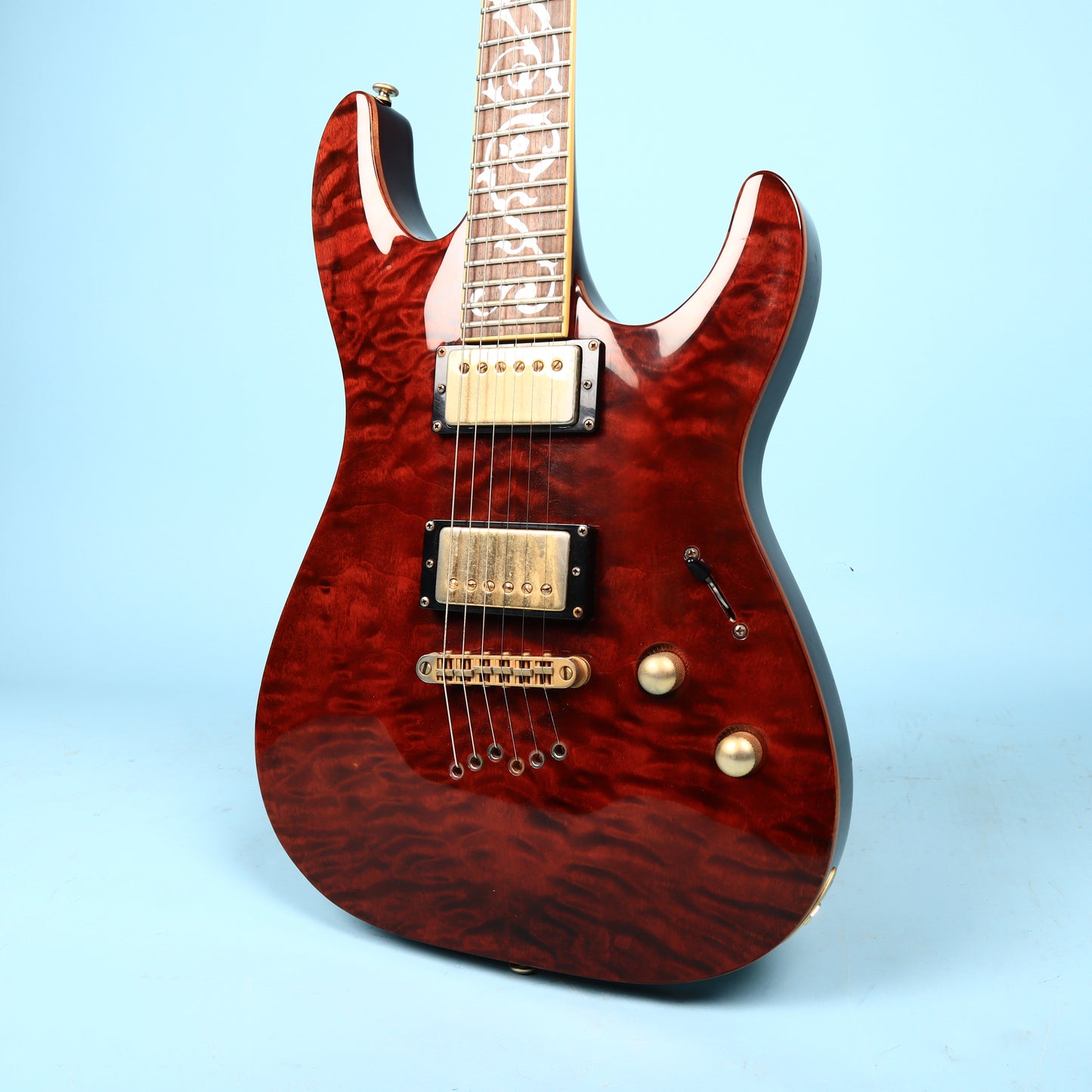 Schecter C-1 Classic Diamond Vine Inlays Antique Amber Gold