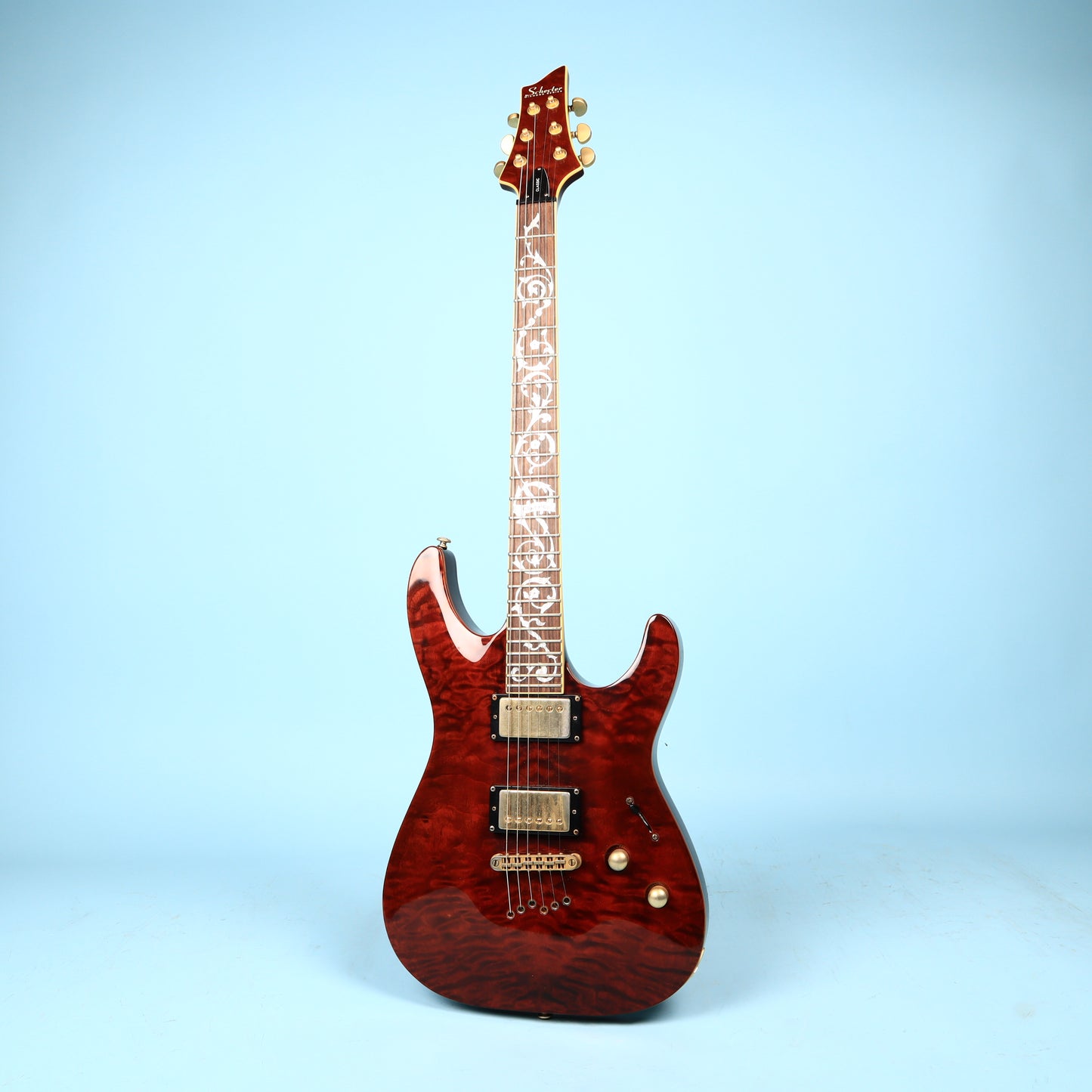 Schecter C-1 Classic Diamond Vine Inlays Antique Amber Gold