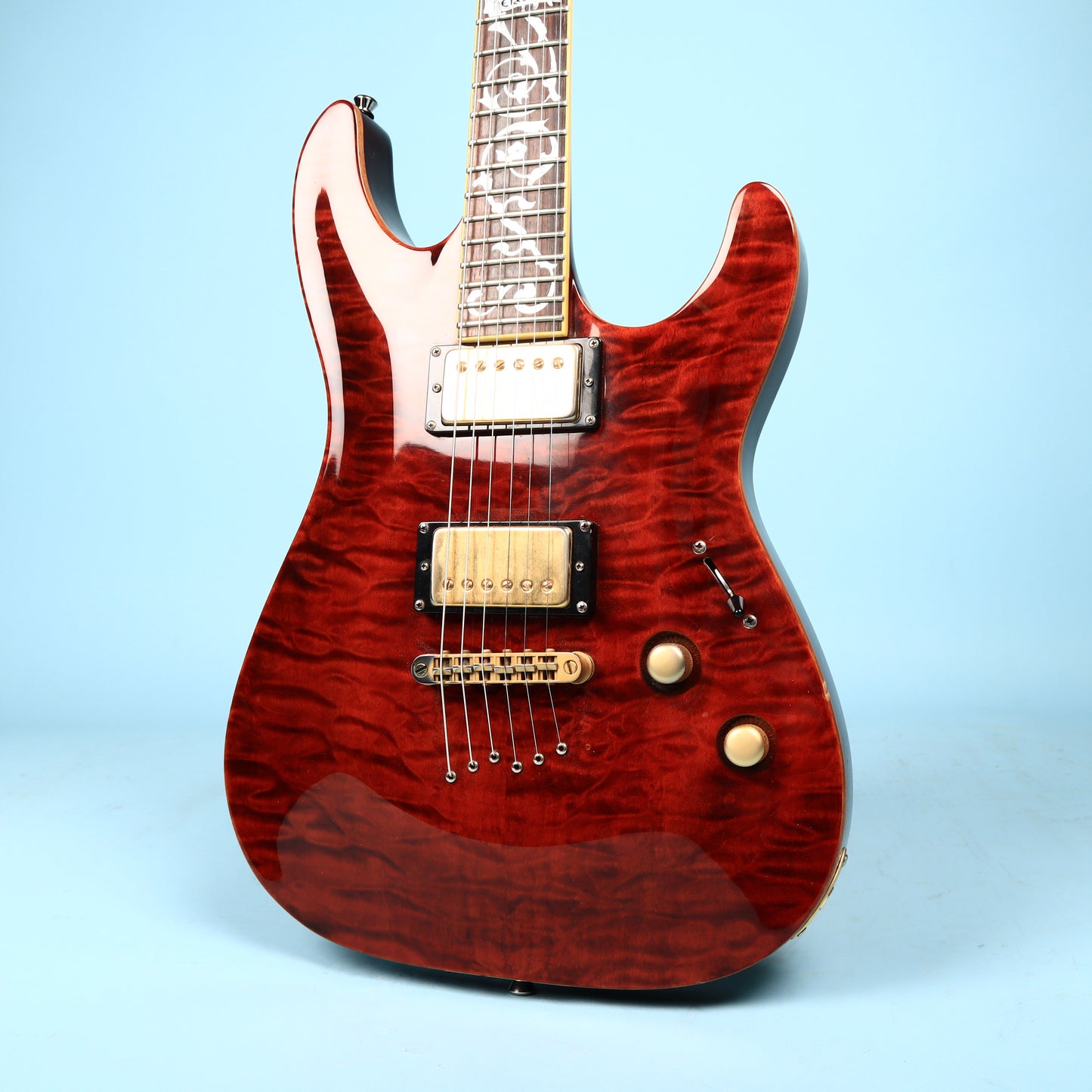 2003 Schecter C-1 Classic Diamond Vine Inlays Antique Amber