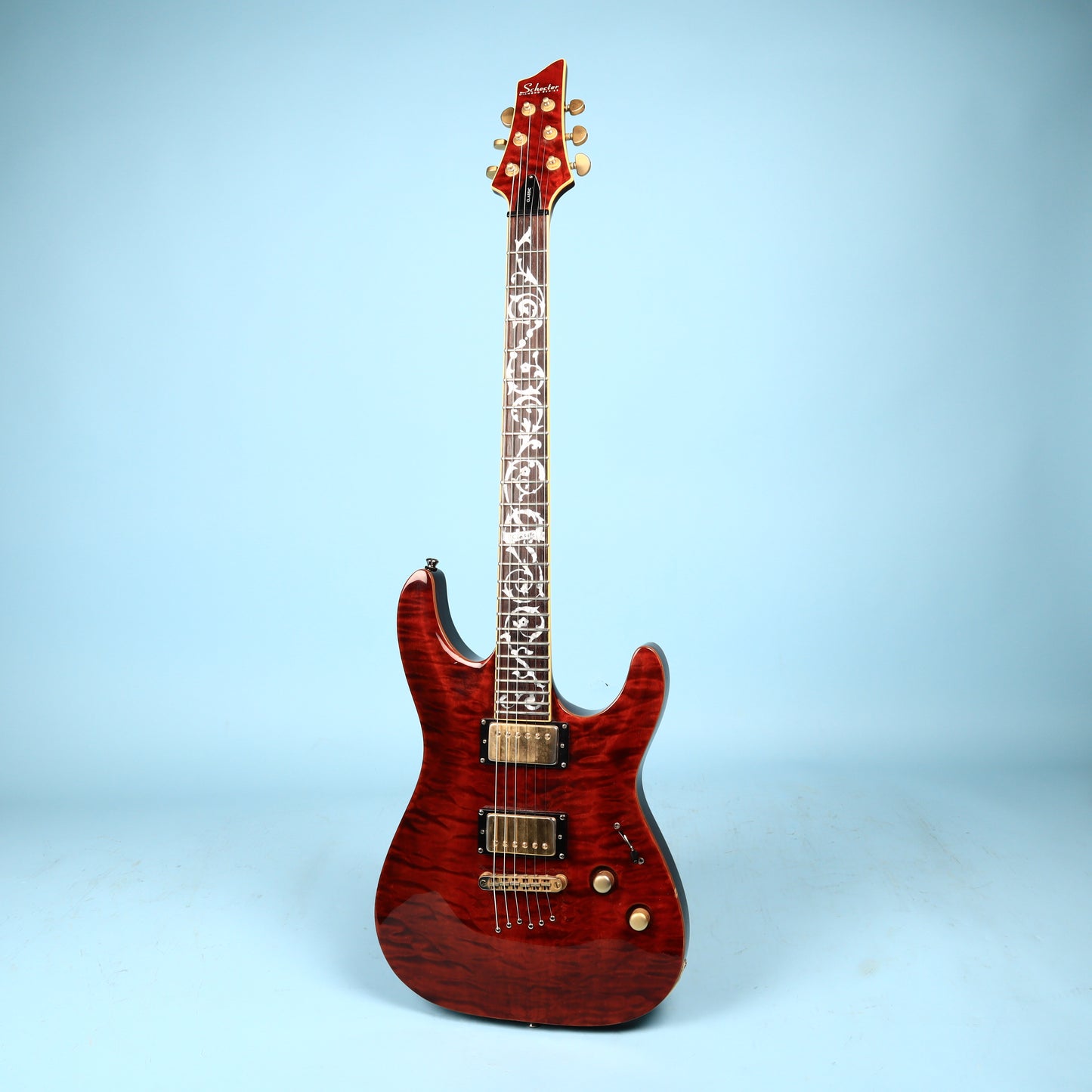 2003 Schecter C-1 Classic Diamond Vine Inlays Antique Amber