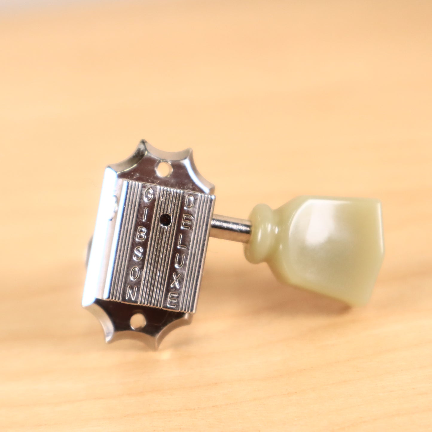 (1) Gibson Deluxe Guitar Tuner P. W. Chrome Bass Side