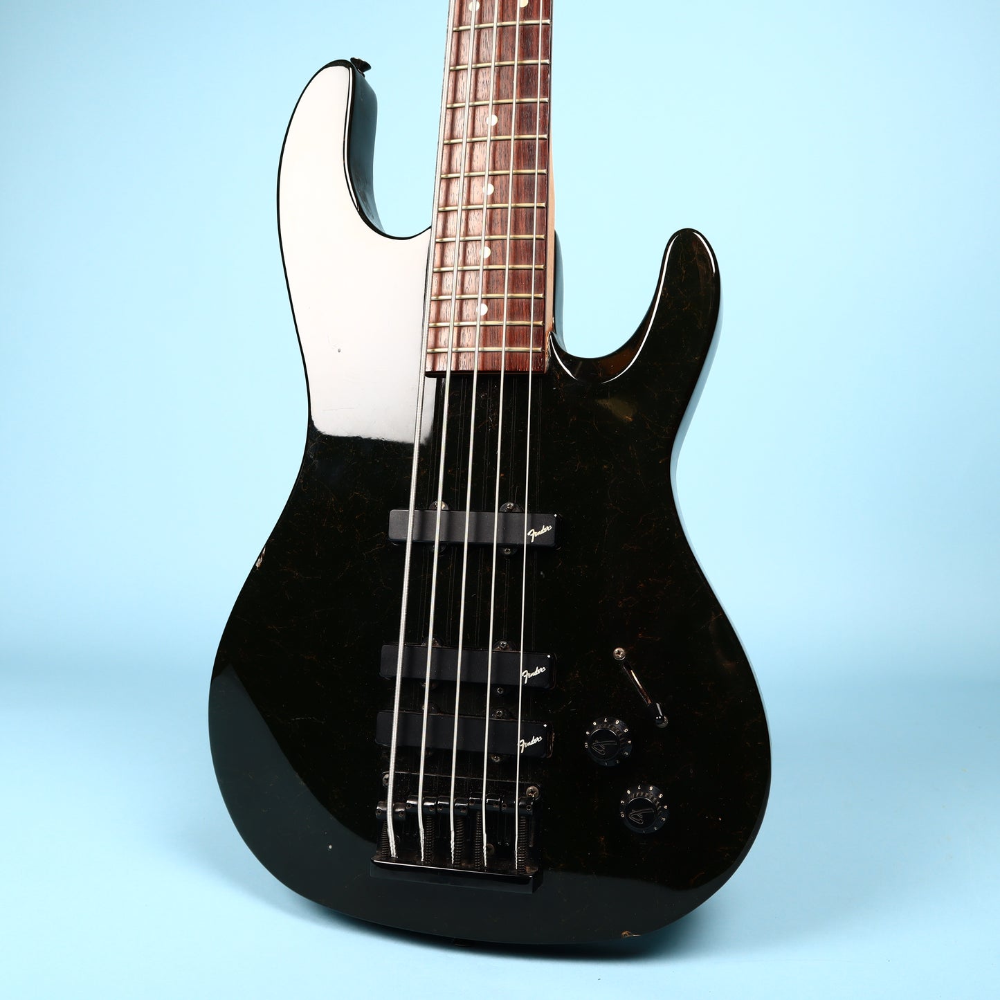 1991 Fender HM Bass Blackstone Black Fleck Finish V 5 String