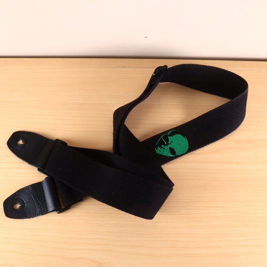 Henry Heller 2" Cotton Adjustable Guitar Strap Black Alien UFO Embroidery NWT