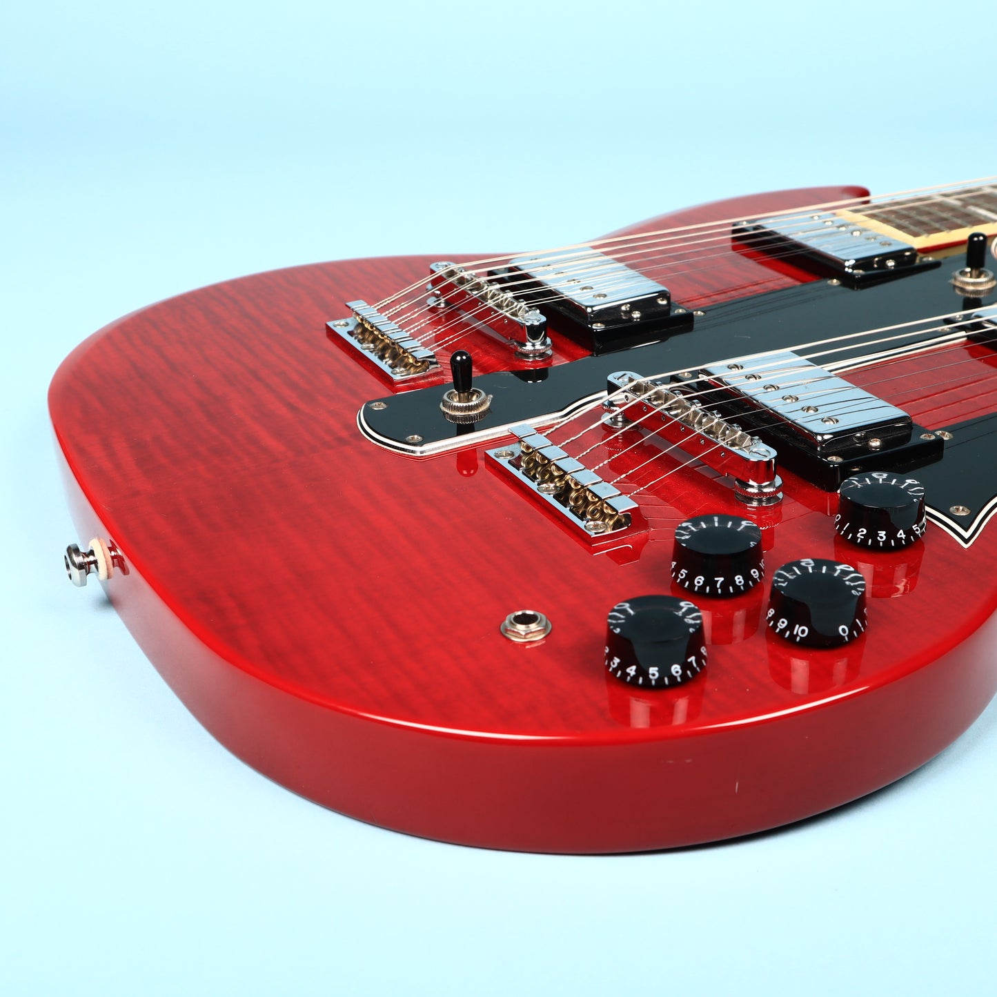 2003 Epiphone G-1275 Standard Flame Top Double Neck SG Cherry Guitar