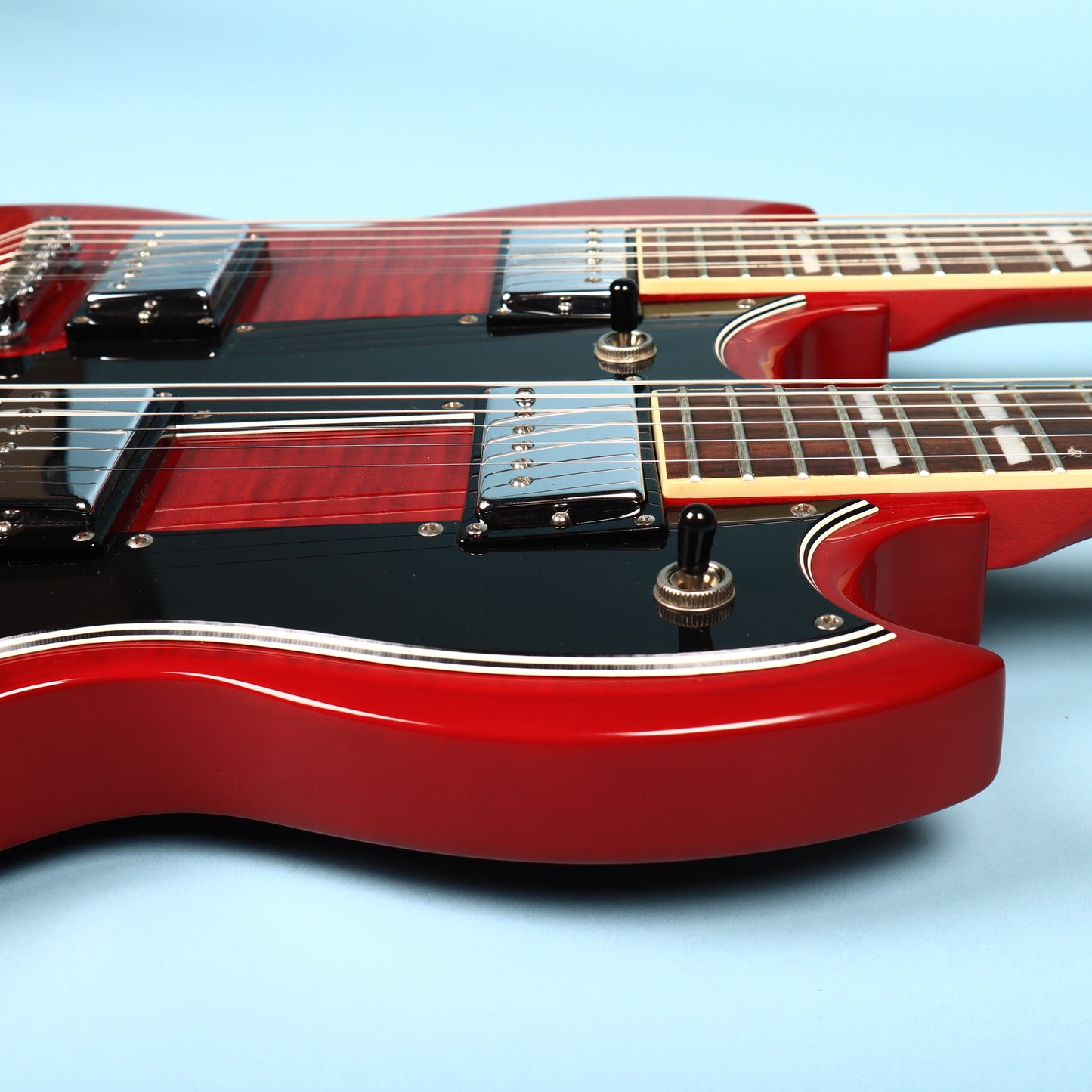2003 Epiphone G-1275 Standard Flame Top Double Neck SG Cherry Guitar