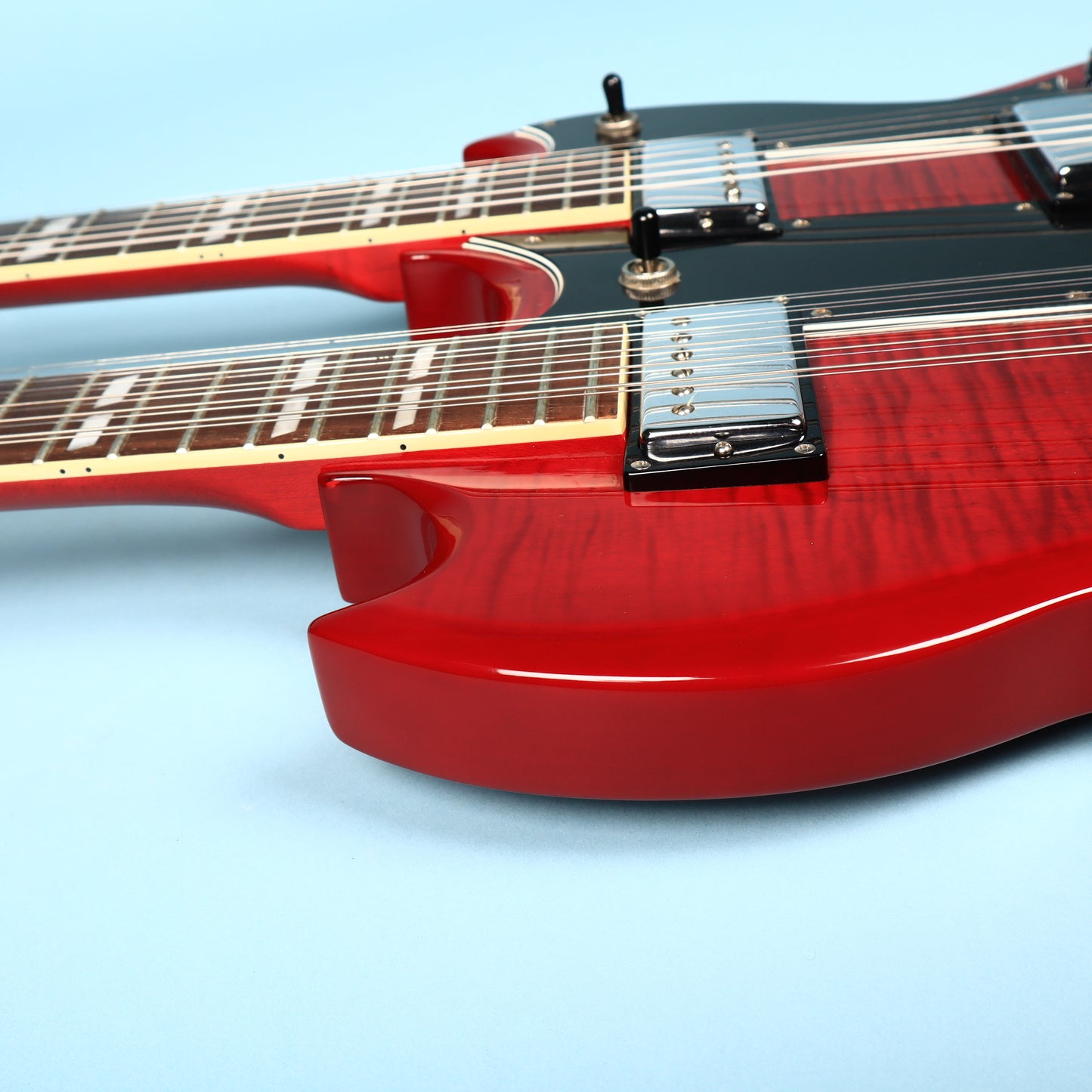 2003 Epiphone G-1275 Standard Flame Top Double Neck SG Cherry Guitar