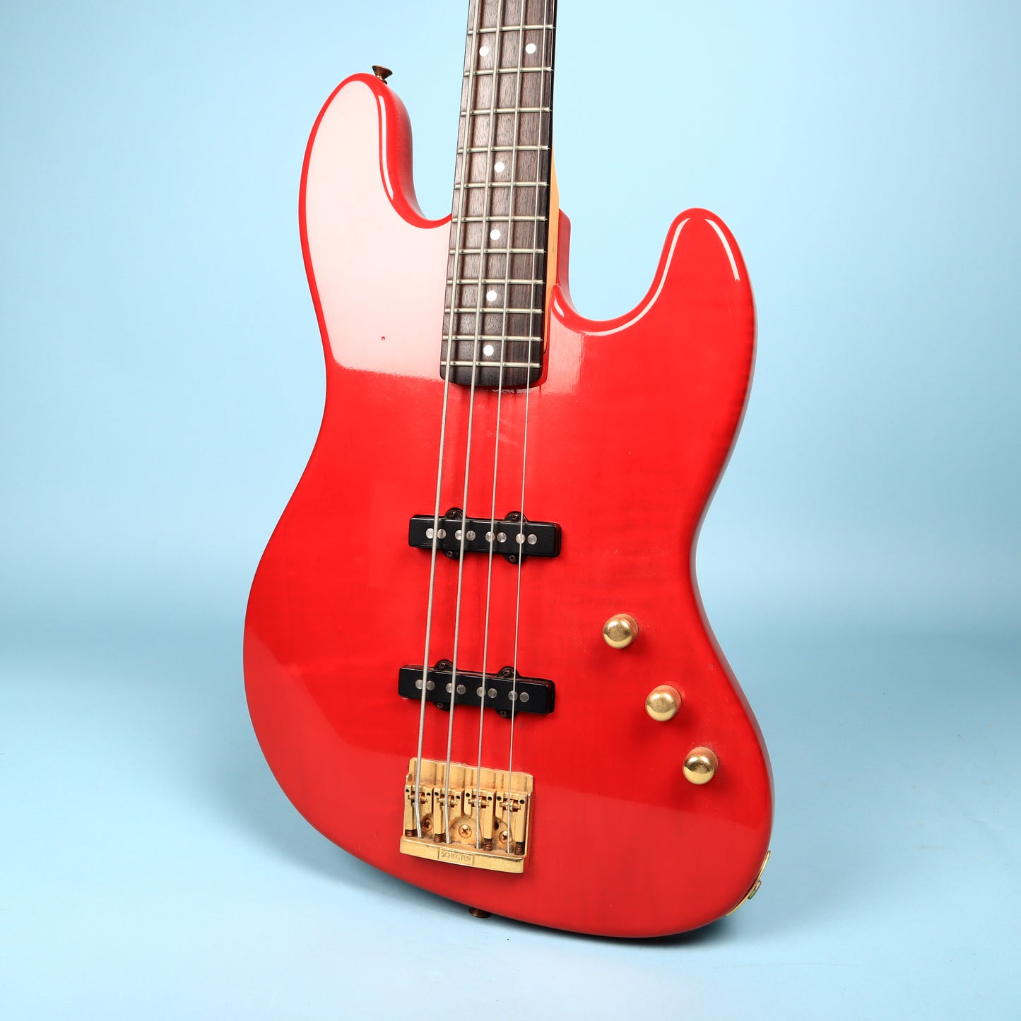1980s Schecter USA Bass Guitar Red Dallas Era American Made