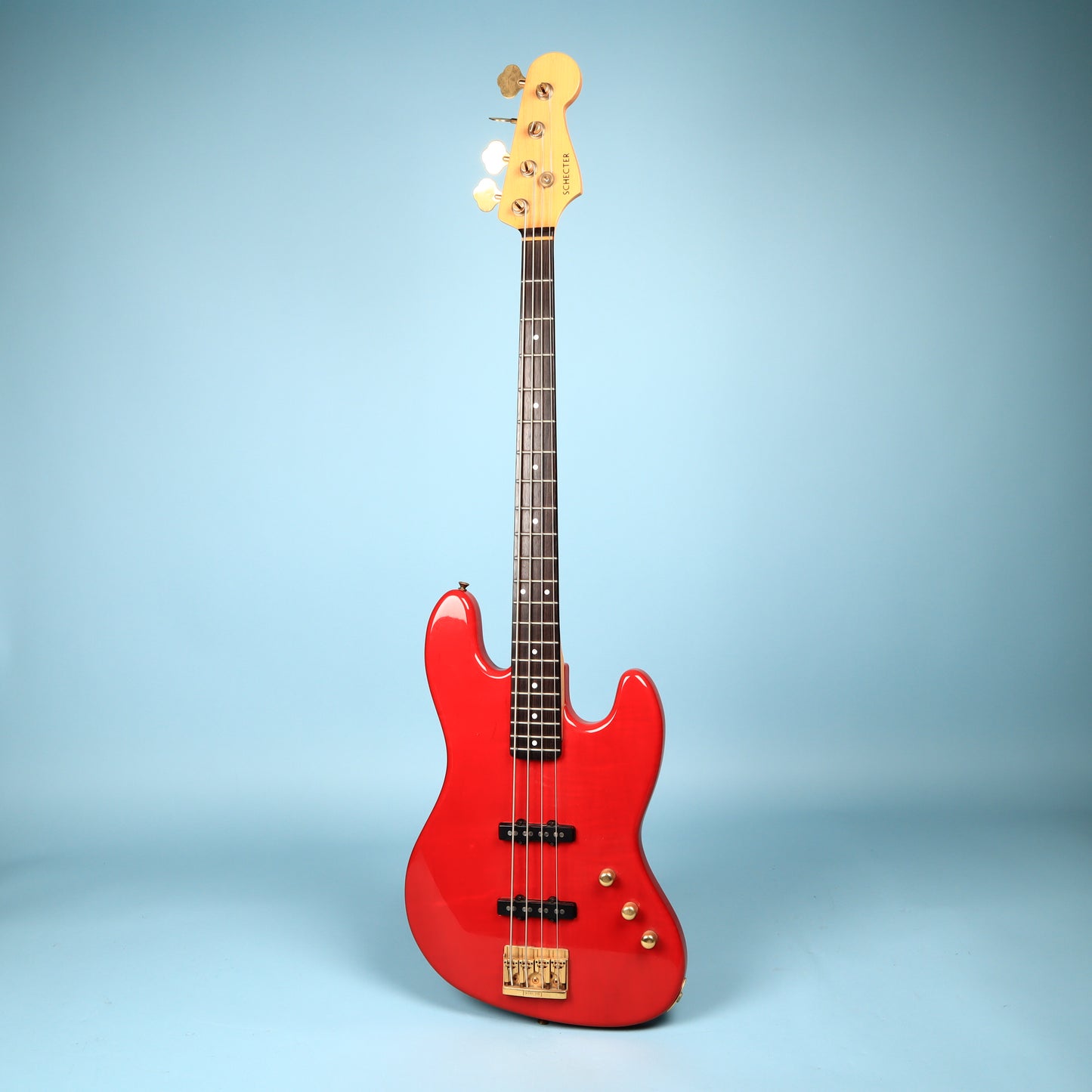 1980s Schecter USA Bass Guitar Red Dallas Era American Made