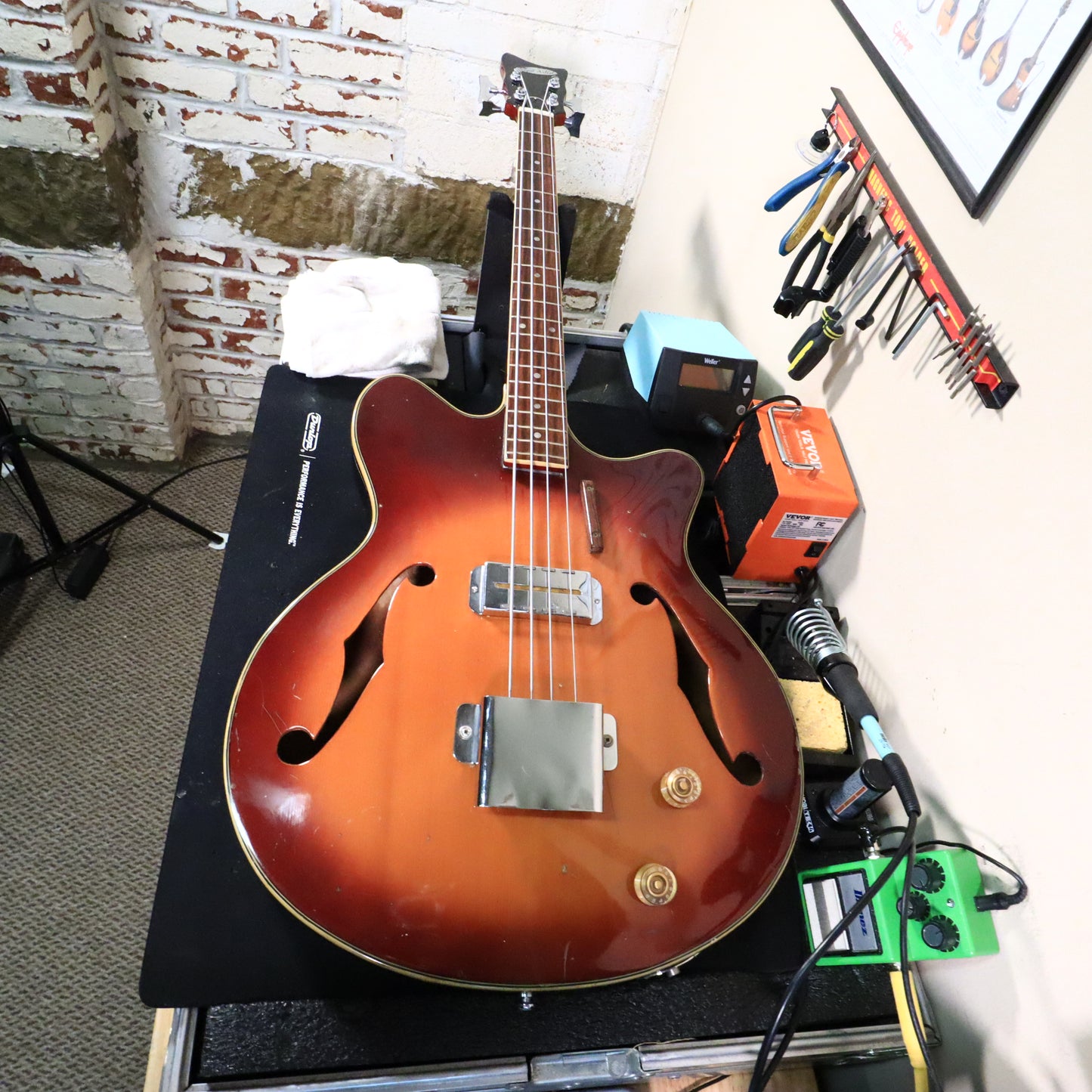 Vintage 1960's Bruno Royal Artist Hollow Body Bass Guitar