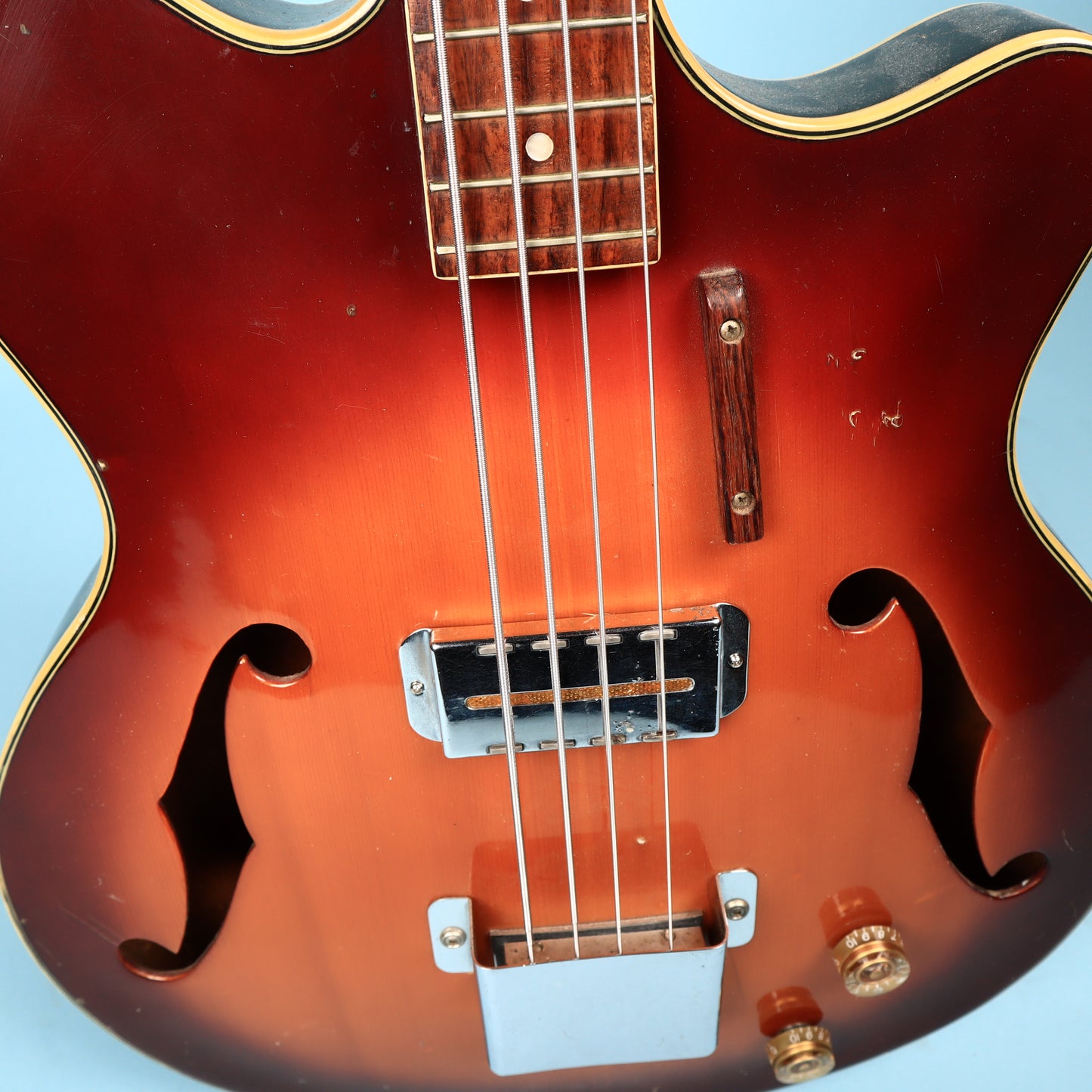 Vintage 1960's Bruno Royal Artist Hollow Body Bass Guitar