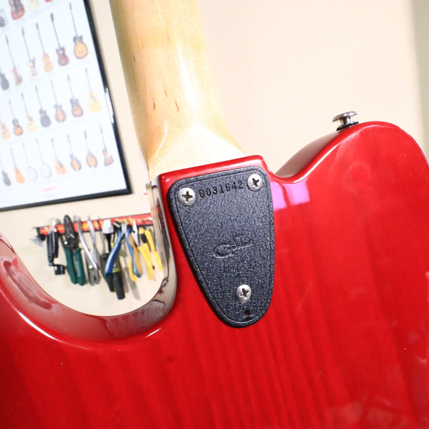 1992 G&L USA ASAT Classic Transparent Red Maple Neck