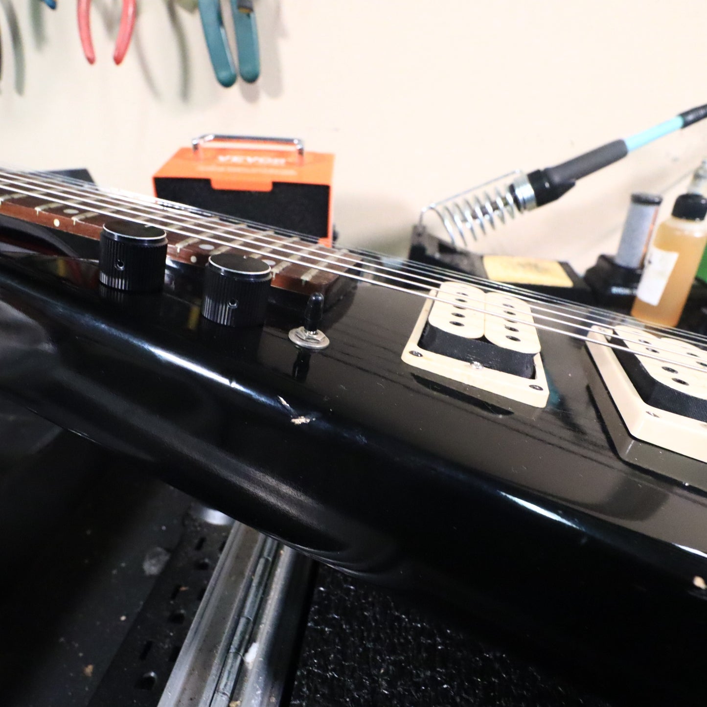 1980's Silver Street Cobra Electric Guitar Black Triangle