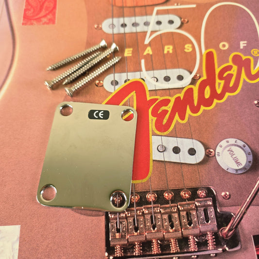 2001 Fender Stratocaster MIM Neck Joint Plate Chrome w/ HW
