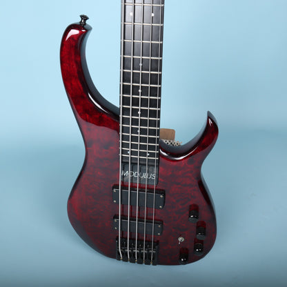 1996 Modulus Quantum 5 Q5 5-String Bass - Carbon Fiber Neck - Red Quilt