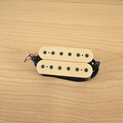 Top view of cream DiMarzio DP104 Super 2 humbucker pickup with hex pole pieces